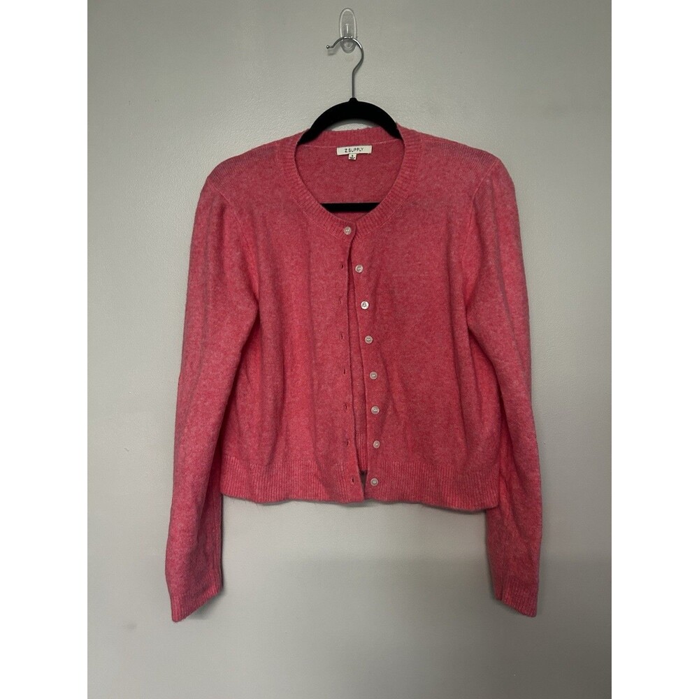 Z Supply Medina Cozy Cardigan Relaxed Fit Crew Neck Women's Size S Soft Pink